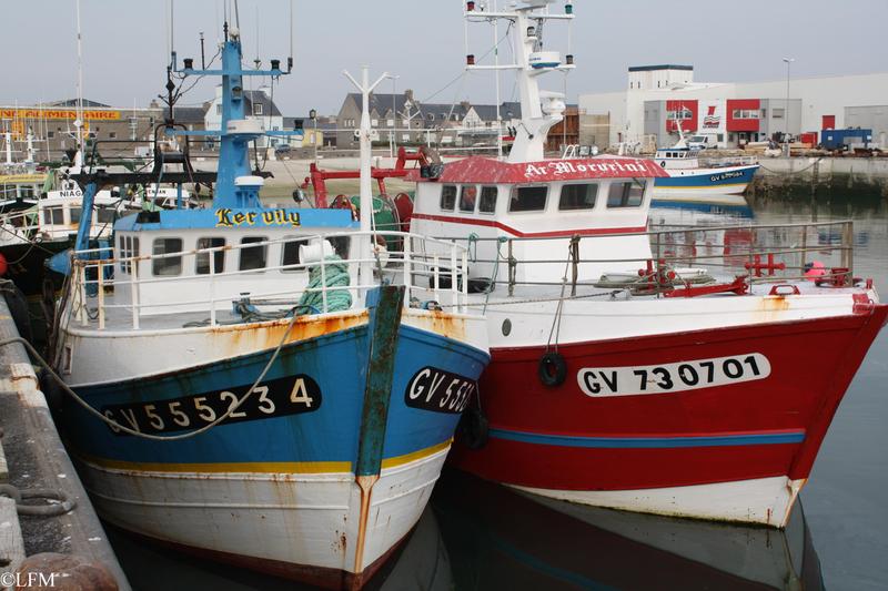 2 bolincheurs à quai à st guénolé